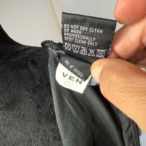 Laurence Kazar Silk Beaded Evening Shell Top Long Black Embellished Size M - Picture 12 of 13